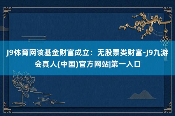 J9体育网该基金财富成立：无股票类财富-J9九游会真人(中国)官方网站|第一入口